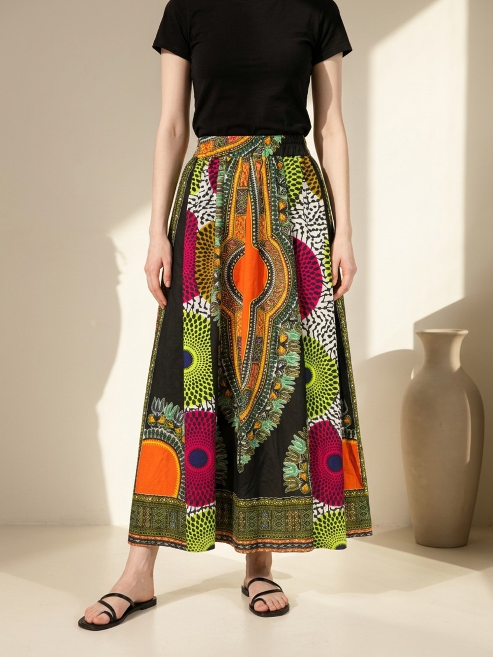 Bohemian Multicolor Maxi Skirt - Vibrant Print